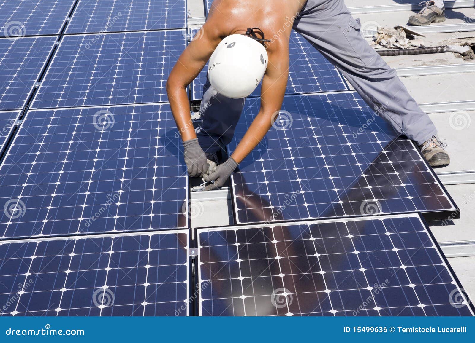 Photovoltaic Panels Laborer Stock Photo Image of production, industry