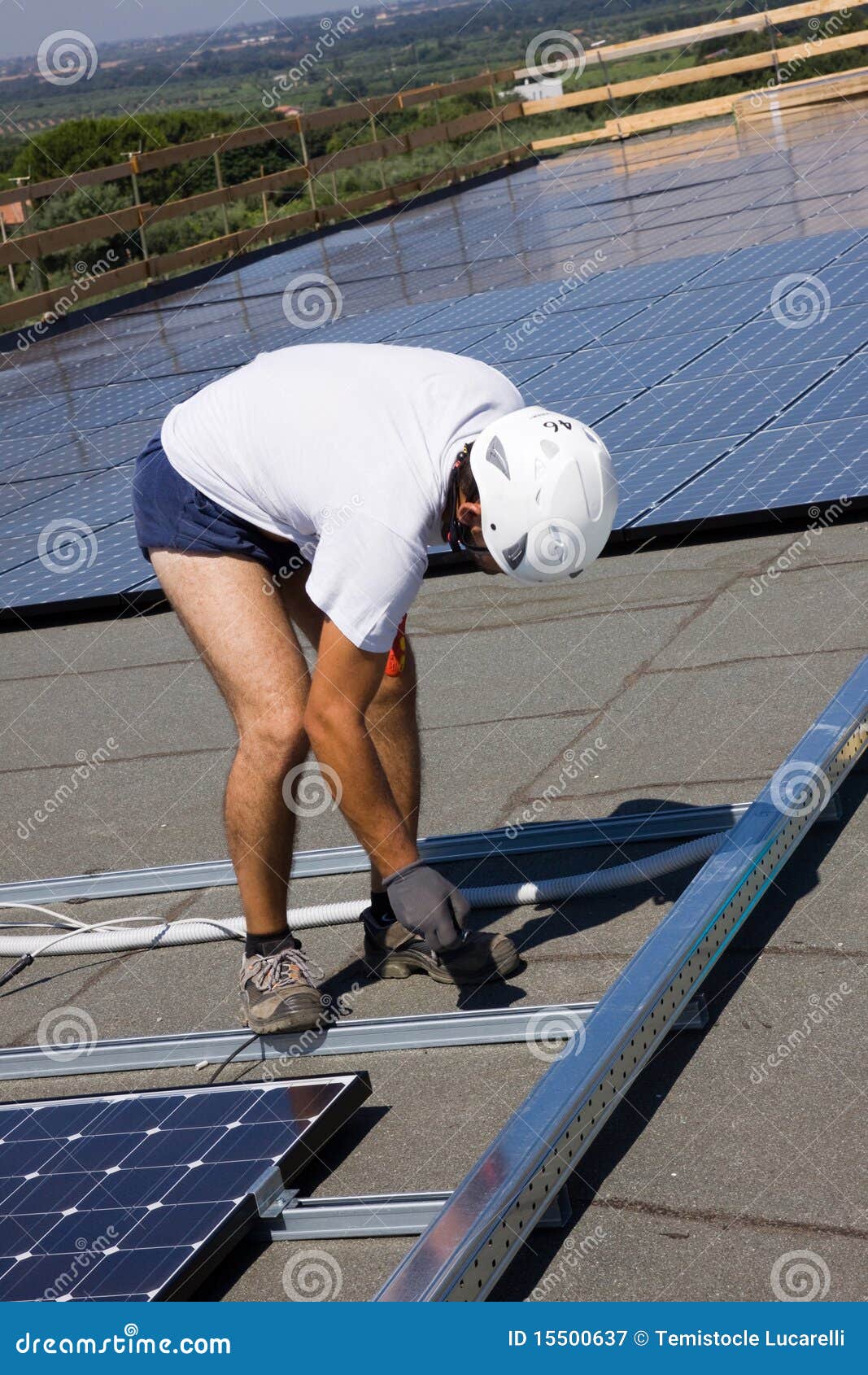 Photovoltaic Panels Laborer Stock Image Image of industrial