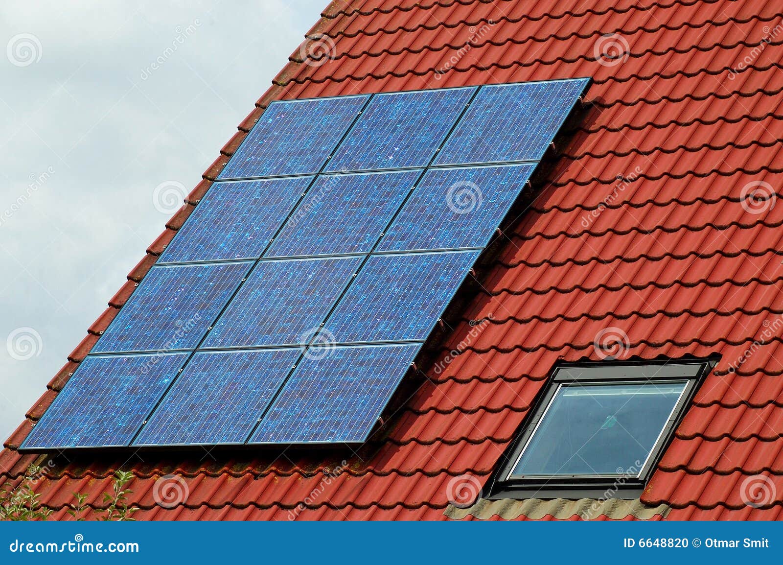 Photovoltaic on a Roofing Tile Stock Photo - Image of alternative, blue