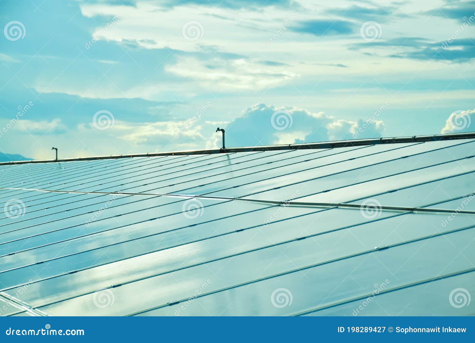 Photovoltaic System or Solar Panels on the Roof. Stock Image - Image of ...