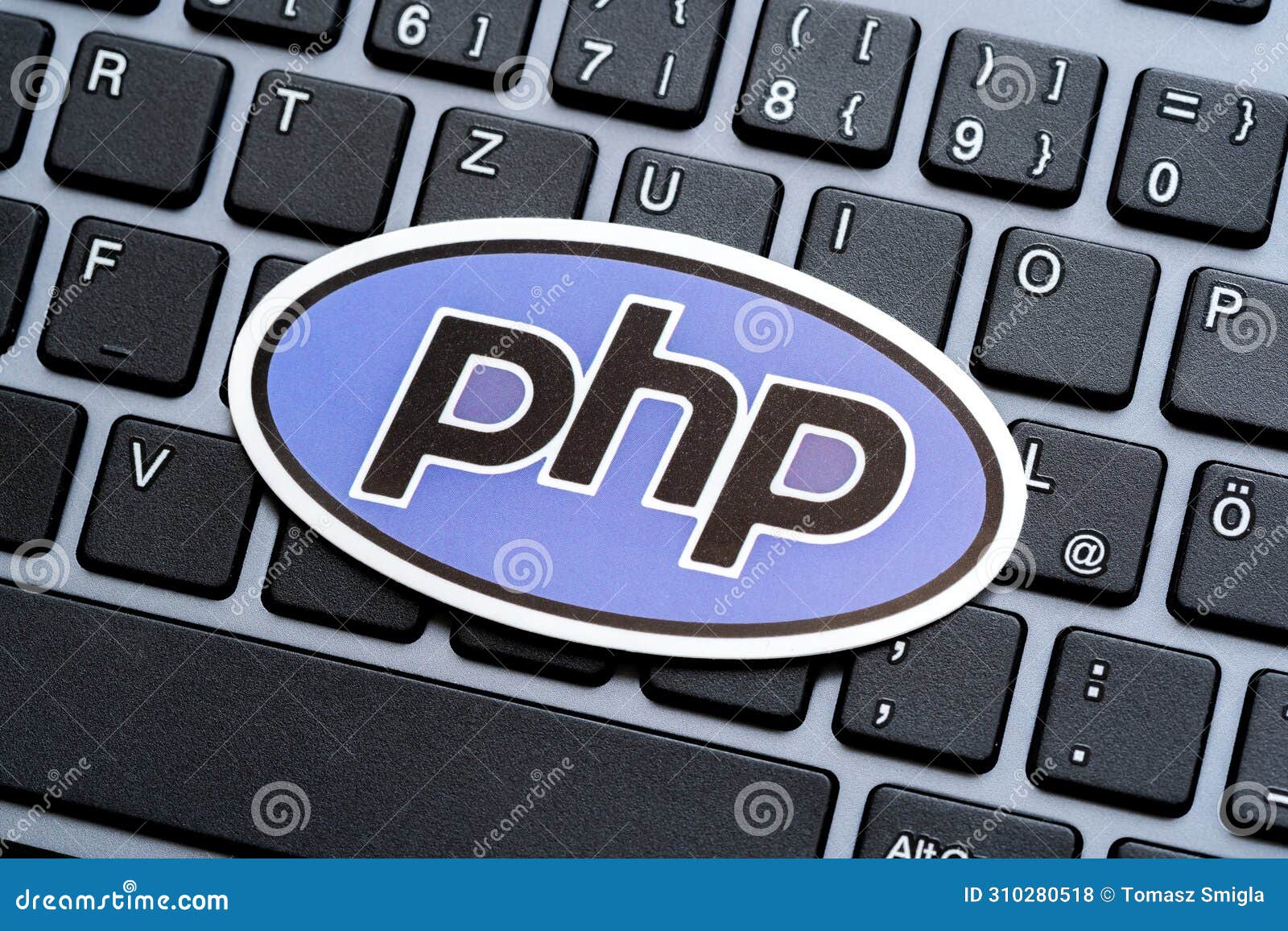PHP Programming Language Logo Symbol on a Modern Desktop PC Computer ...