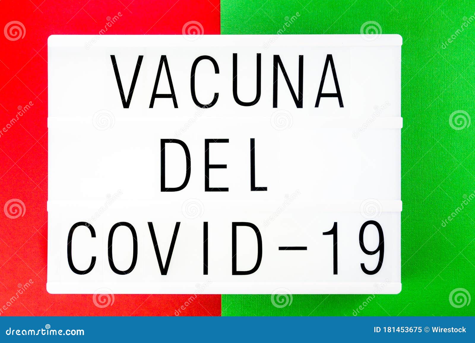 phrase covid-19 vaccine written in spanish, vacuna del covid-19