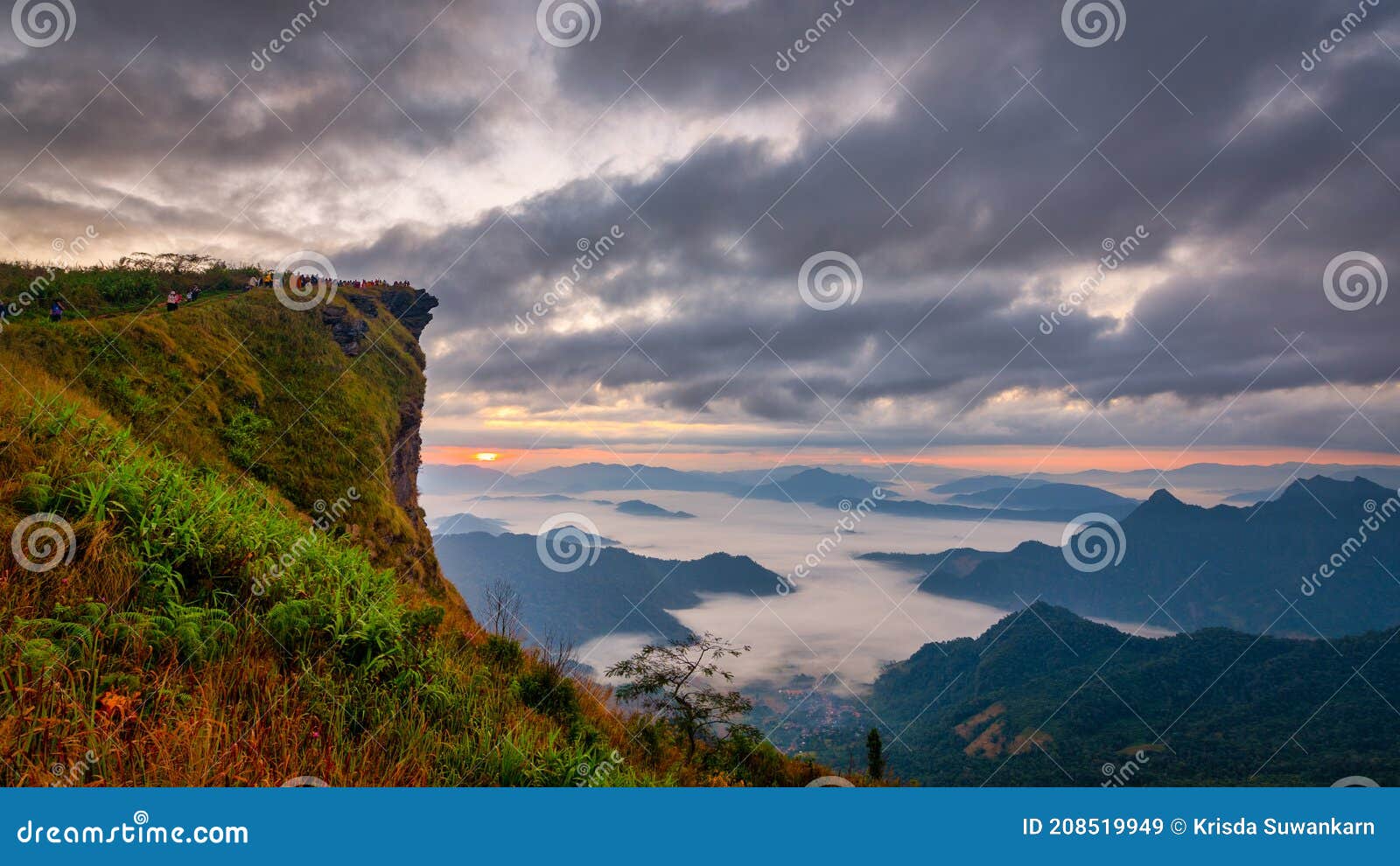 phu chifa mountain with fog and cloudy sky
