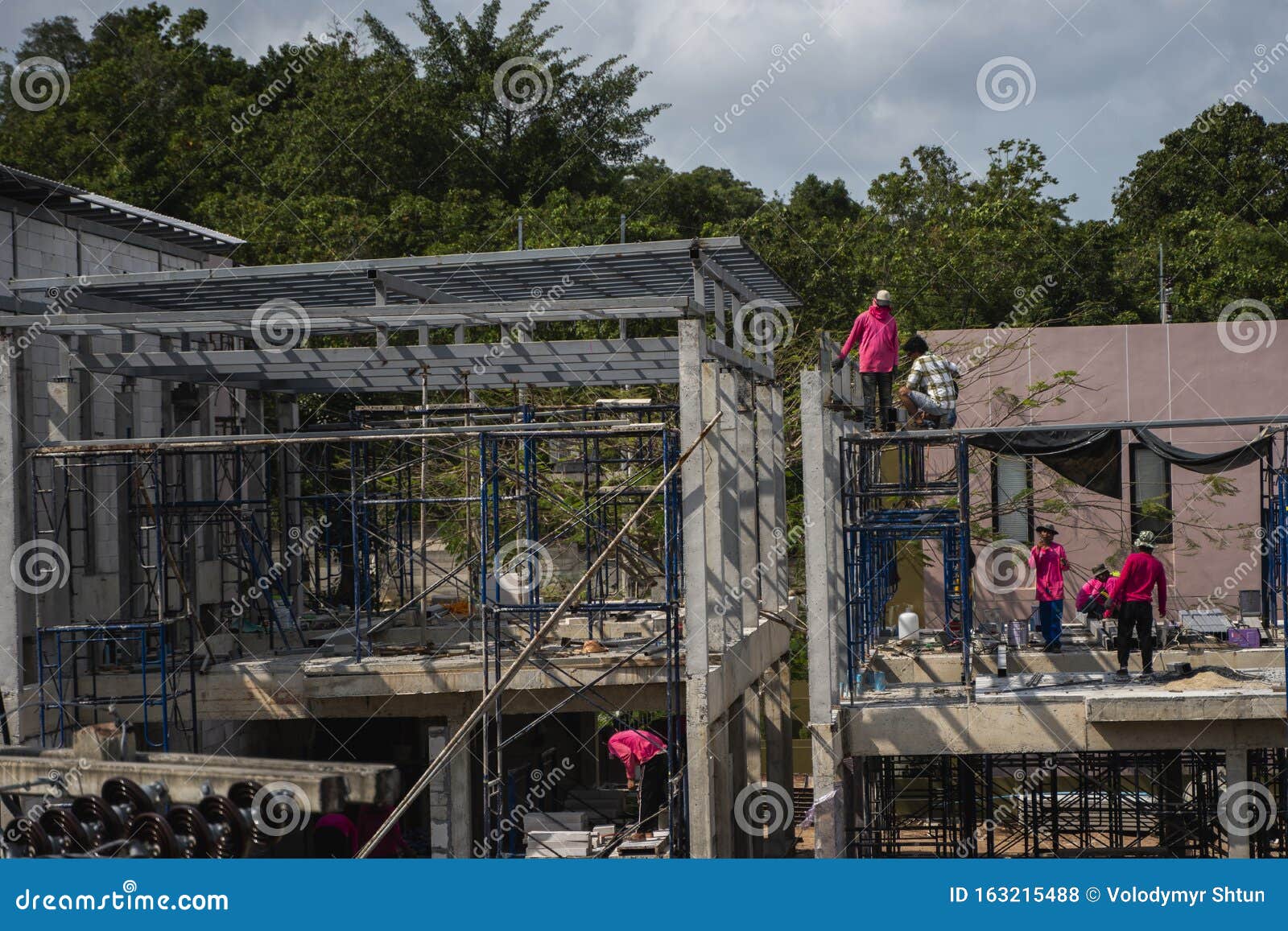 PHUKET, THAILAND FEBRUARY 10, 2019. Workers Work on the New Under