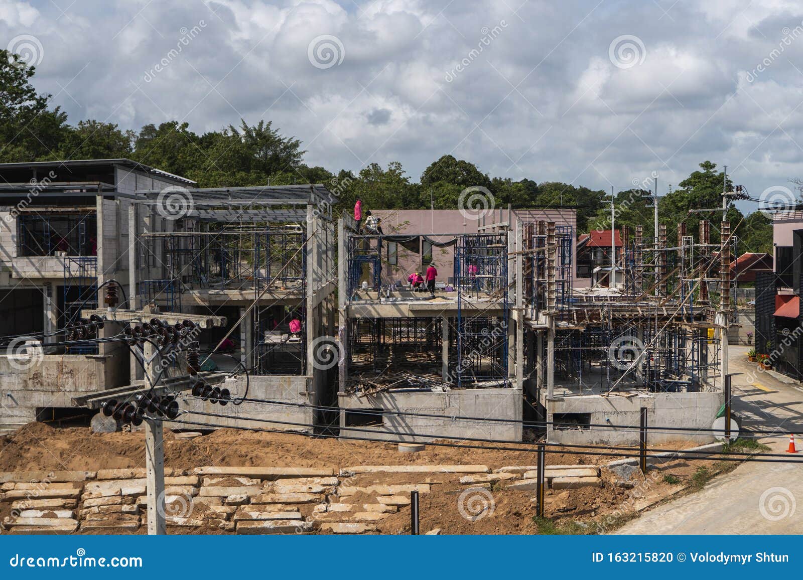 PHUKET, THAILAND FEBRUARY 10, 2019. Workers Work on the New Under