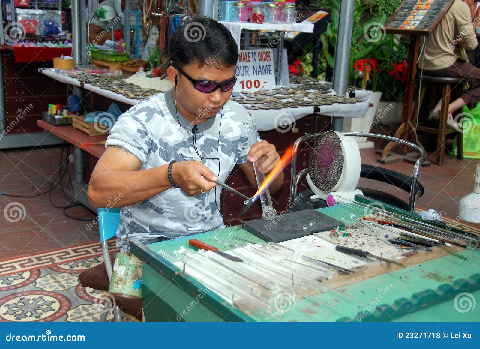 Phuket, Thailand Jung Ceylon Glass Blower Editorial Stock Photo