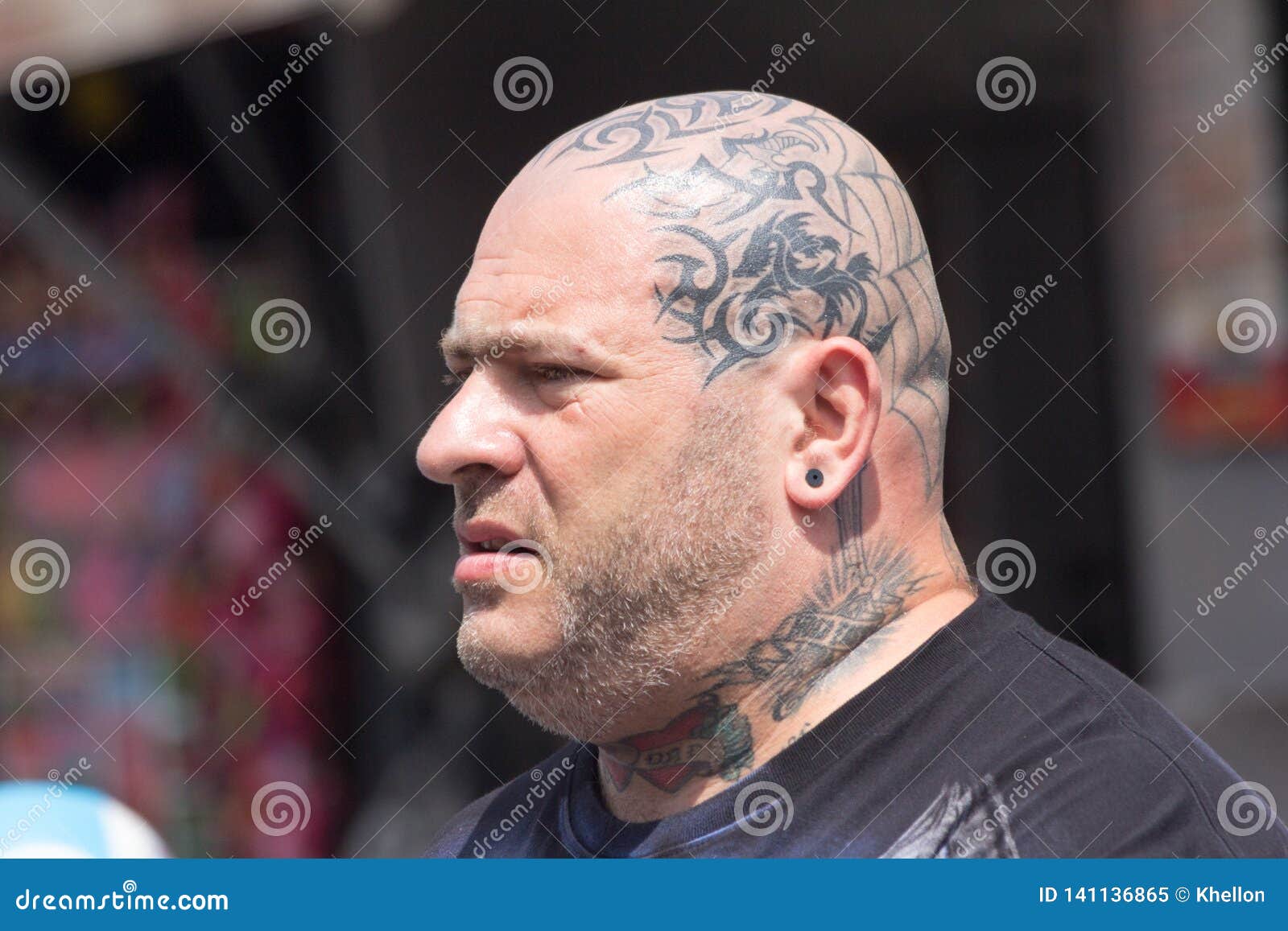 Man with Heavily Tattooed Head Editorial Image - Image of bald, tattoo:  141136865
