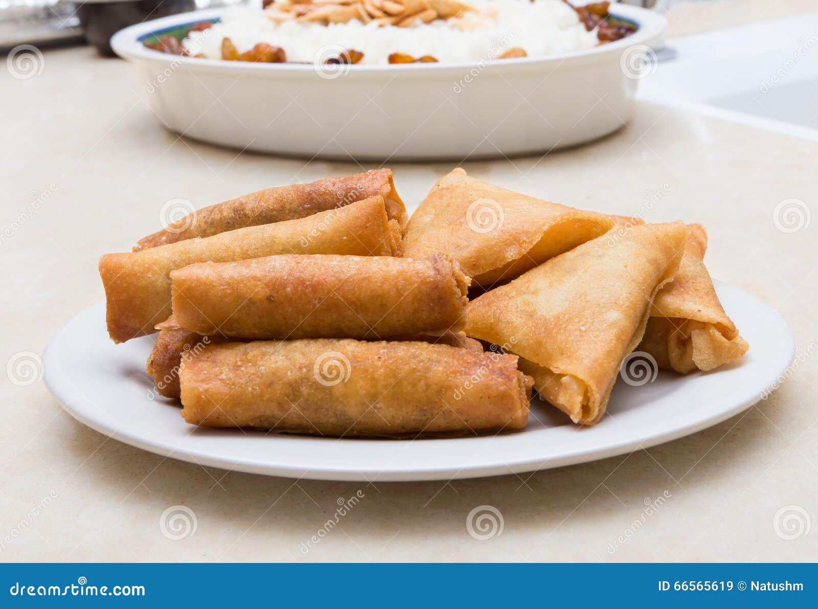 Phyllo Pastry Stuffed - Pastel and Cigar Stock Image - Image of