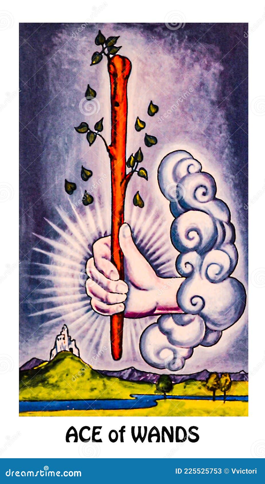Ace of Wands Tarot Card Inspirational Drive, Ambition, Excitemen Stock Illustration - Illustration inspirational, confident: 225525753