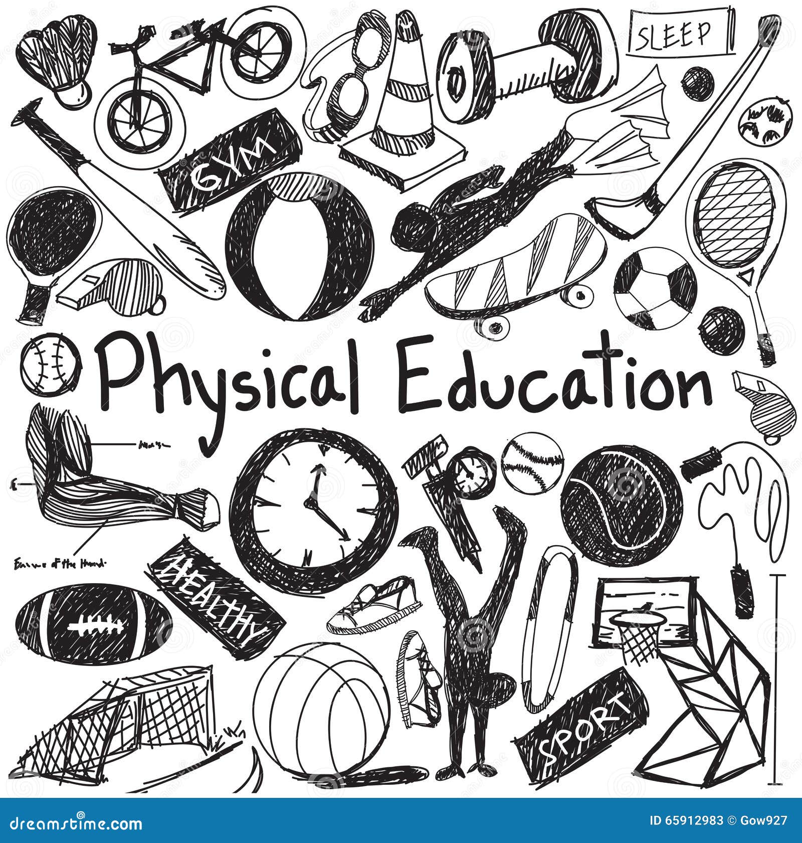 physical education exercise and gym education chalk handwriting