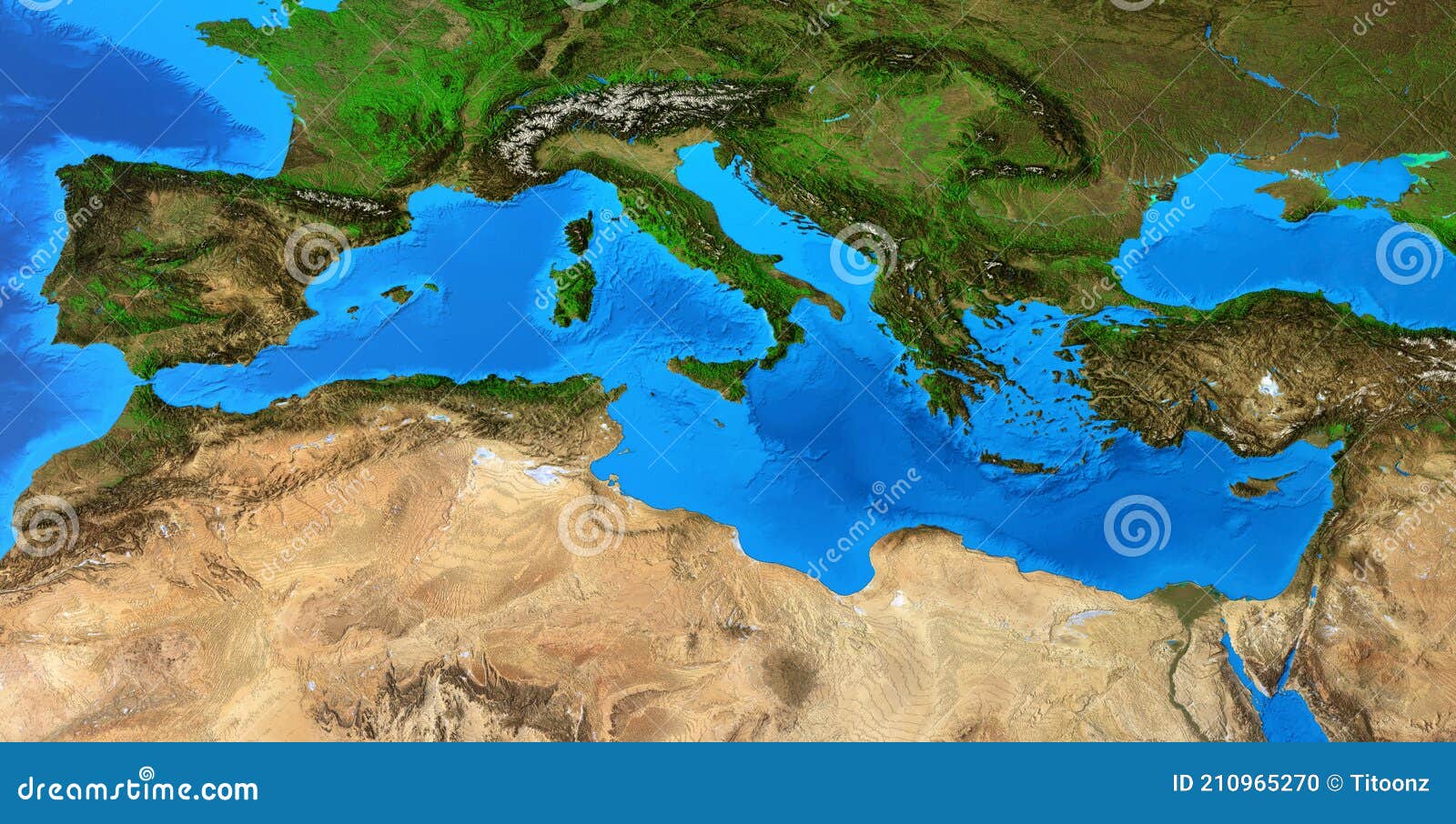 High Resolution Physical Map of Mediterranean Sea Stock Illustration -  Illustration of earth, detailed: 210965270
