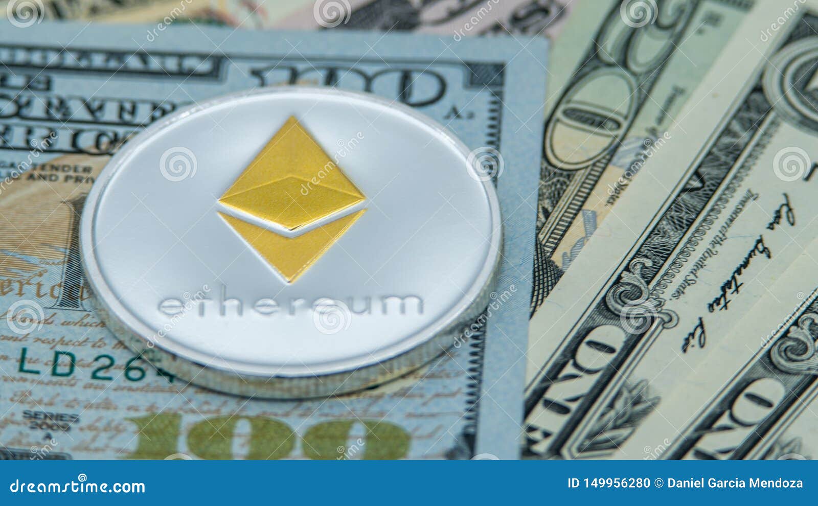 Physical Metal Silver Ethereum Currency Over Diferents ...