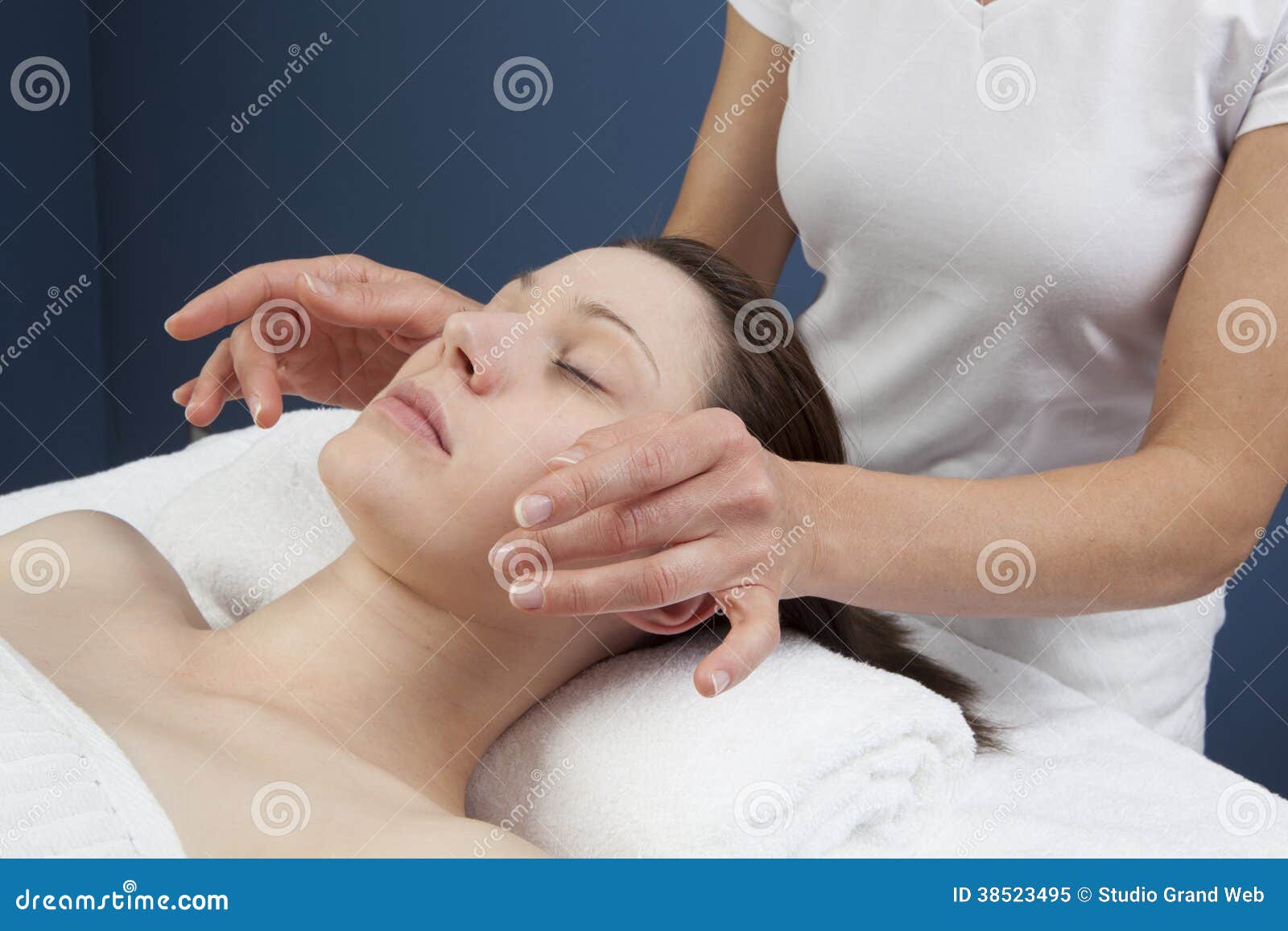 Physical Therapist Practicing A Facial Massage Stock Image Image Of