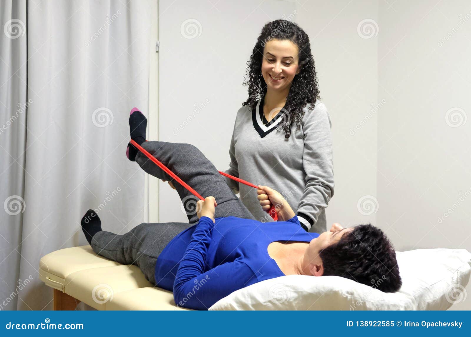 Physical Therapist Shows Exercises for Legs Stock Image Image of hand, caucasian 138922585