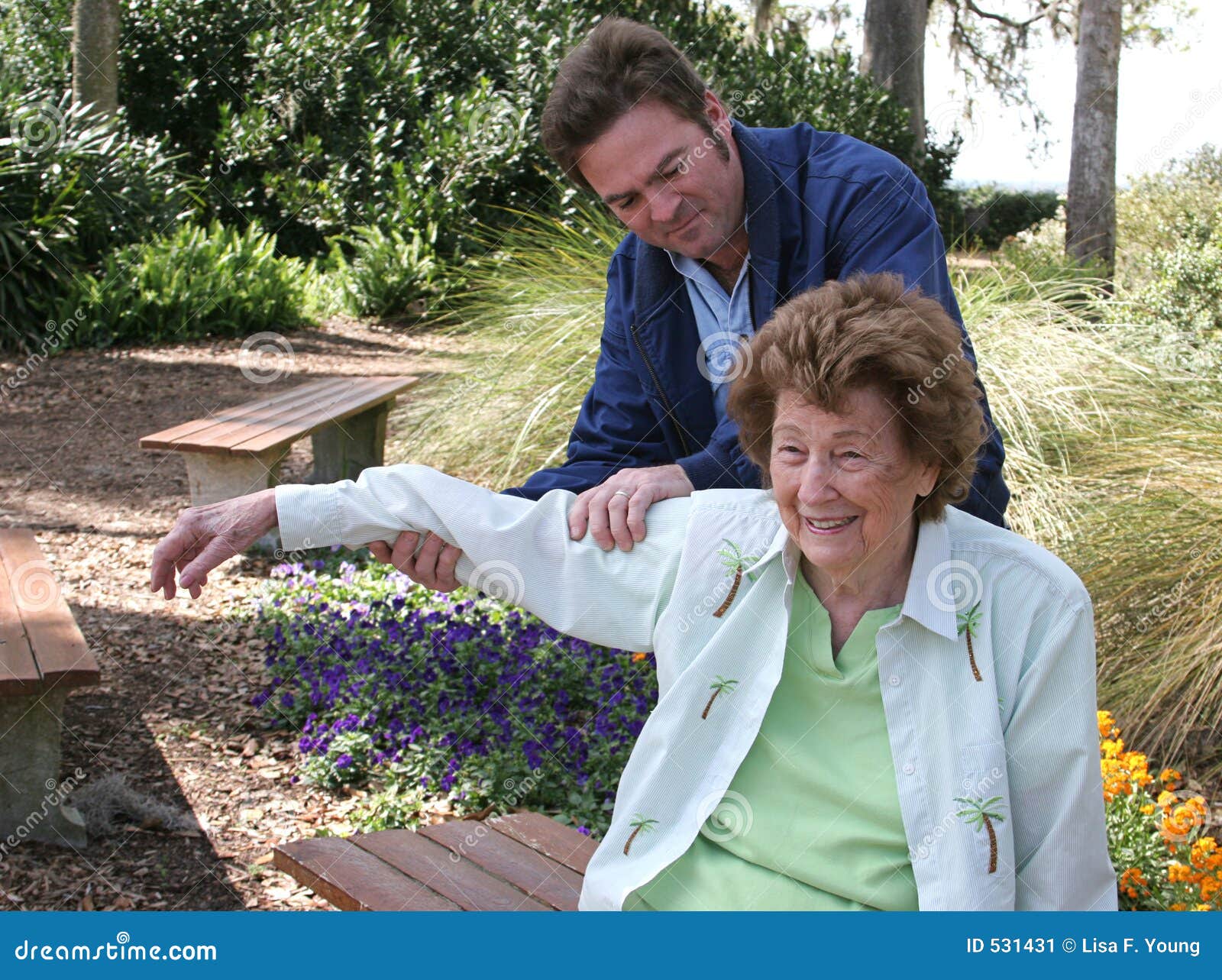 Physical Therapy in the Garden Stock Image Image of parent, massage