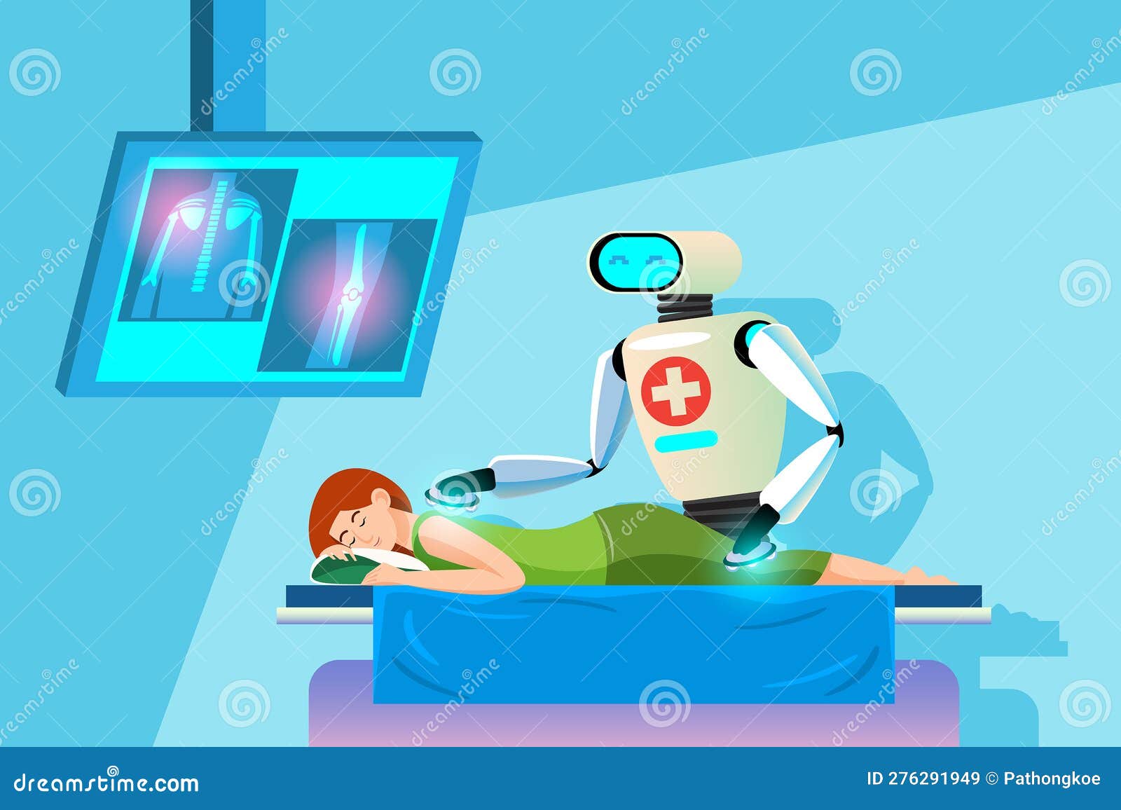 Physical Therapy Robot Body Massage Back And Knee Massage Stock Illustration Illustration