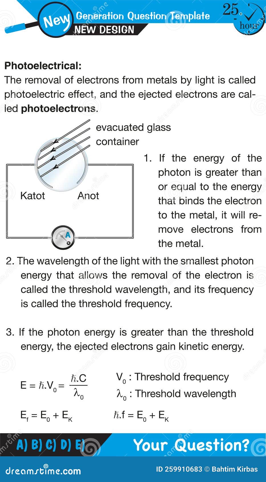 physics - experimental study of photoelectric effect, circuit diagram for the photoelectric effect, quantum physics,  illust