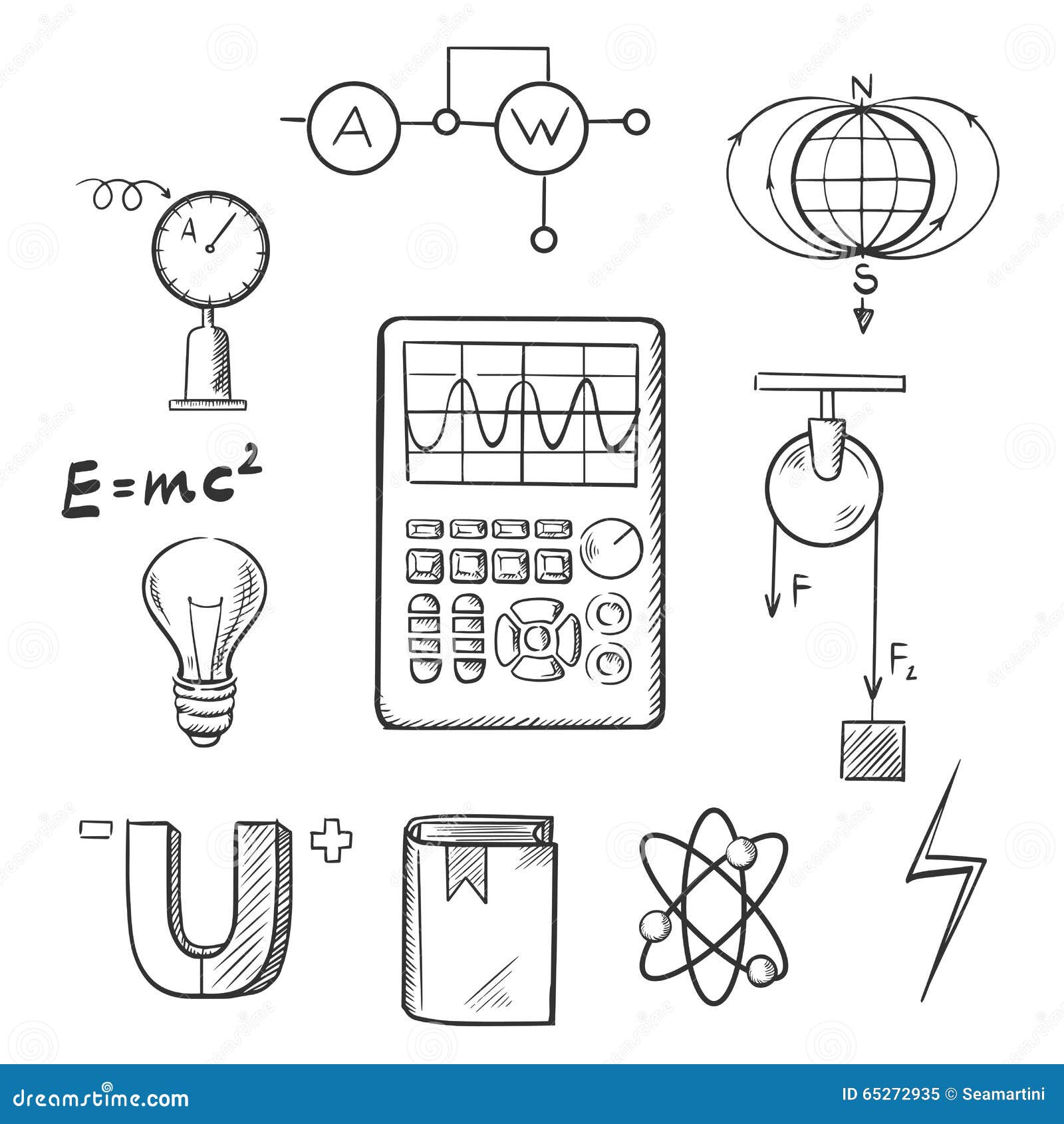 Physics doodle set Education and study concept School equipment  formulas schemes in sketch style Vector illustration isolated on white  background 17637969 Vector Art at Vecteezy