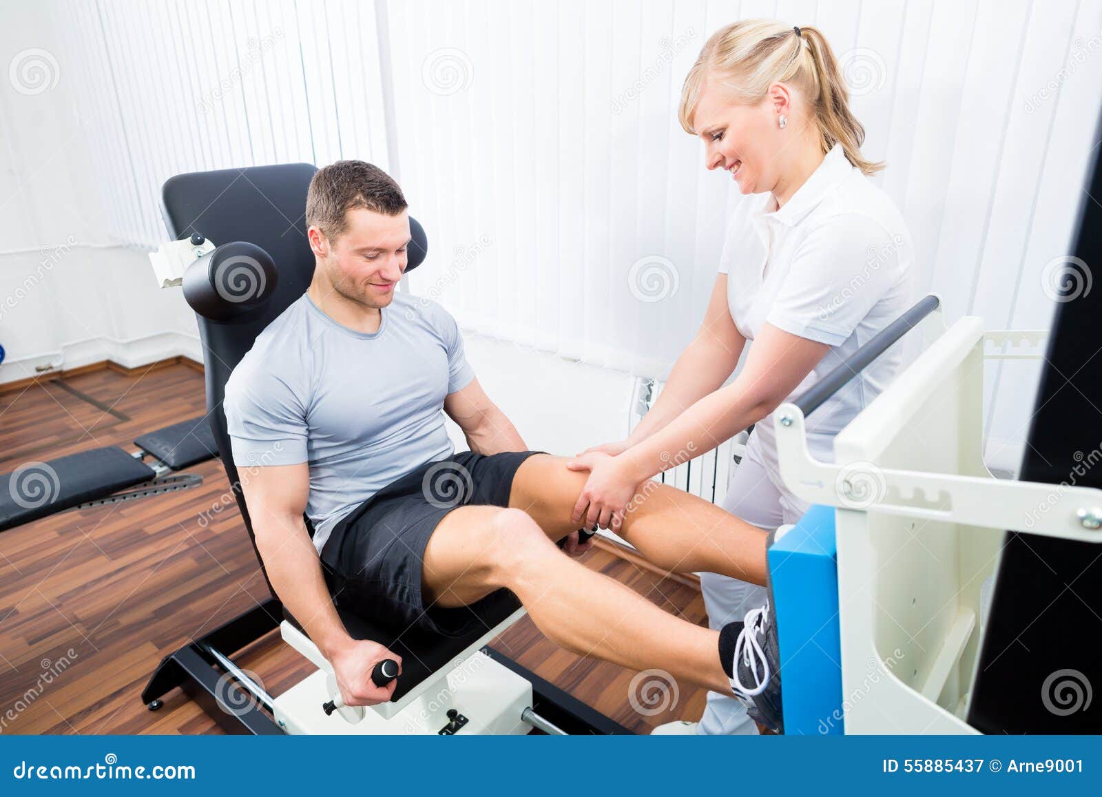 Young Woman In Underwear Using The Leg Press Machine At A Healthy