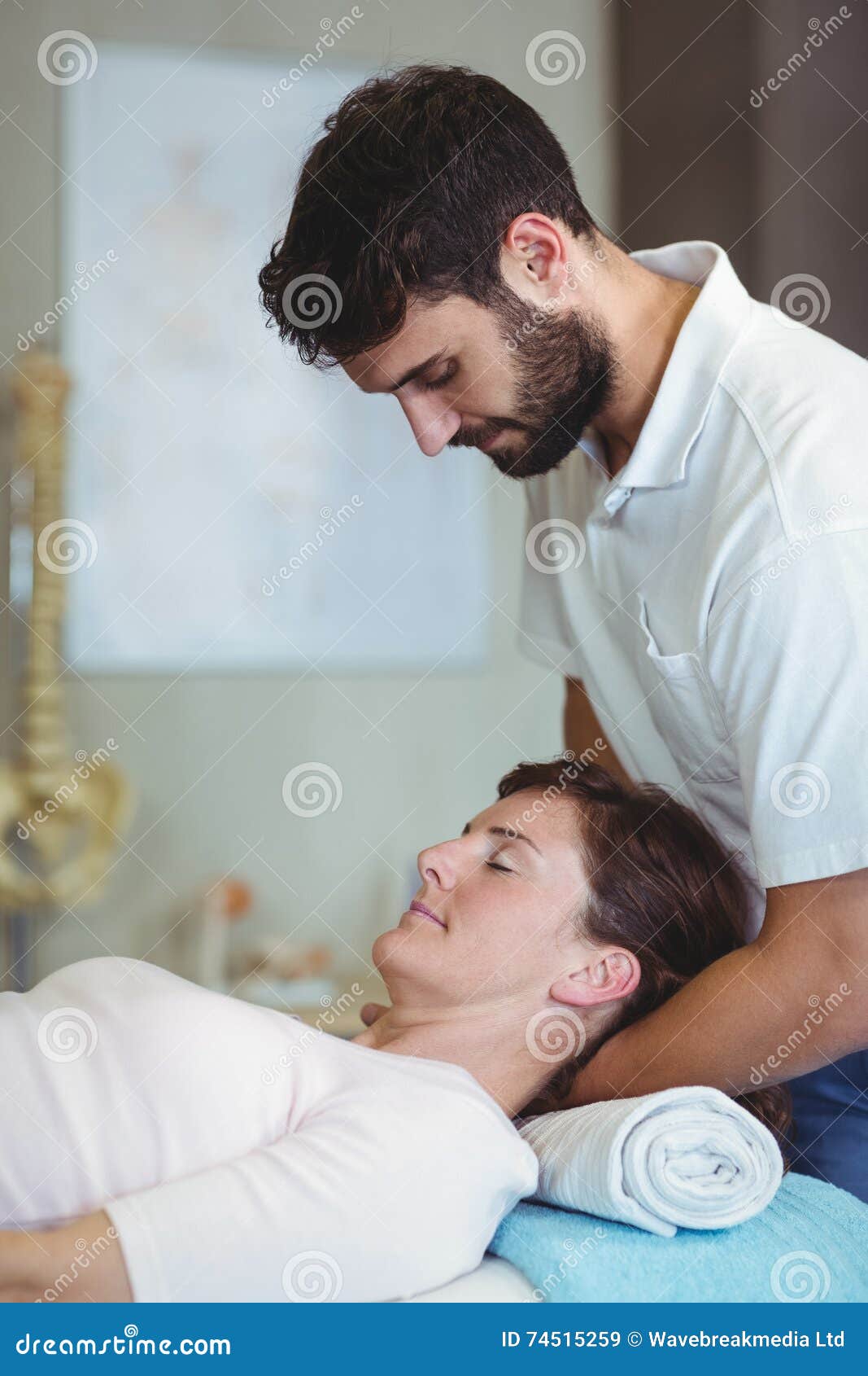 Physiotherapist Giving Neck Massage To A Woman Stock Image Image Of Indoors Adult 74515259