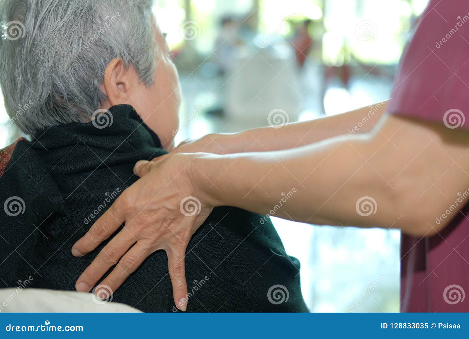 Physiotherapist Massage Old Woman Shoulder Stock Image Image Of