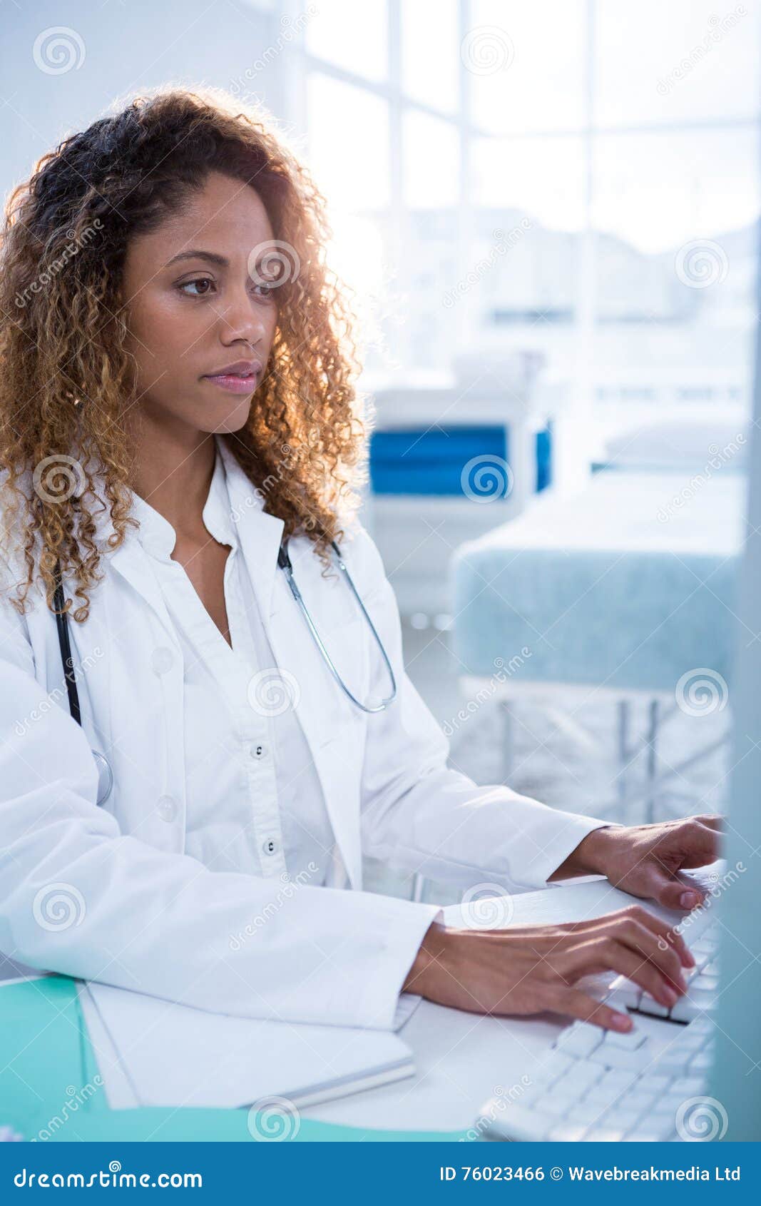 Physiotherapist Working on Computer Stock Photo Image of medical
