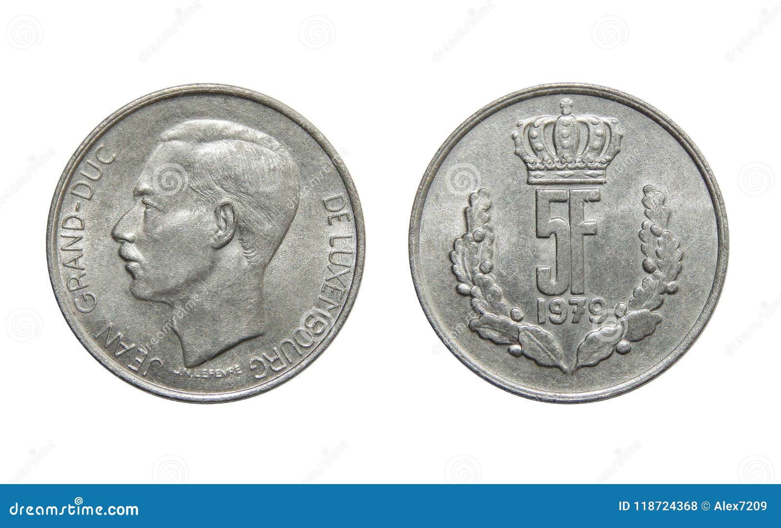 Pièce De Monnaie Luxembourg 5 Francs Photo stock - Image du fond, royal:  118724368