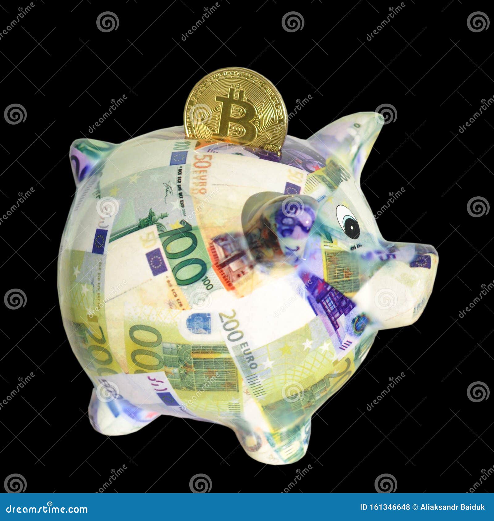 Pièce De Monnaie Virtuelle Bitcoin Avec Un Logo Jaune Dans Les Cases Des  Tirelires Piggy Bank Cochon Avec Une Pinte De Dollar US, Photo stock -  Image du finances, exploitation: 161346660