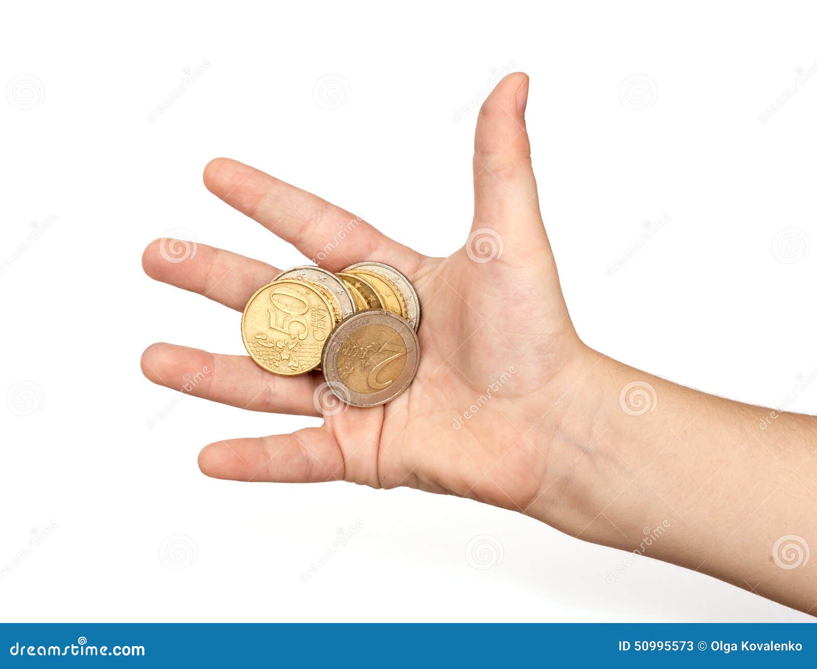 Pièces De Monnaie Dans La Main De L'enfant Image stock - Image du euro,  économie: 50995573