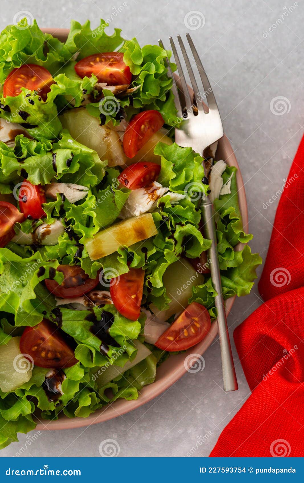 Piña De Tomate Y Ensalada De Pechuga De Pollo Foto de archivo - Imagen de  fresco, salud: 227593754