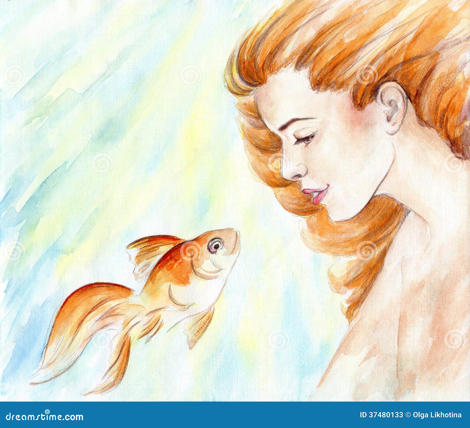 Женщины золотые рыбки. Девушка и Золотая рыбка. Золотая рыбка иллюстрация. Картина девочка и Золотая рыбка. Золотая рыбка рисунок.