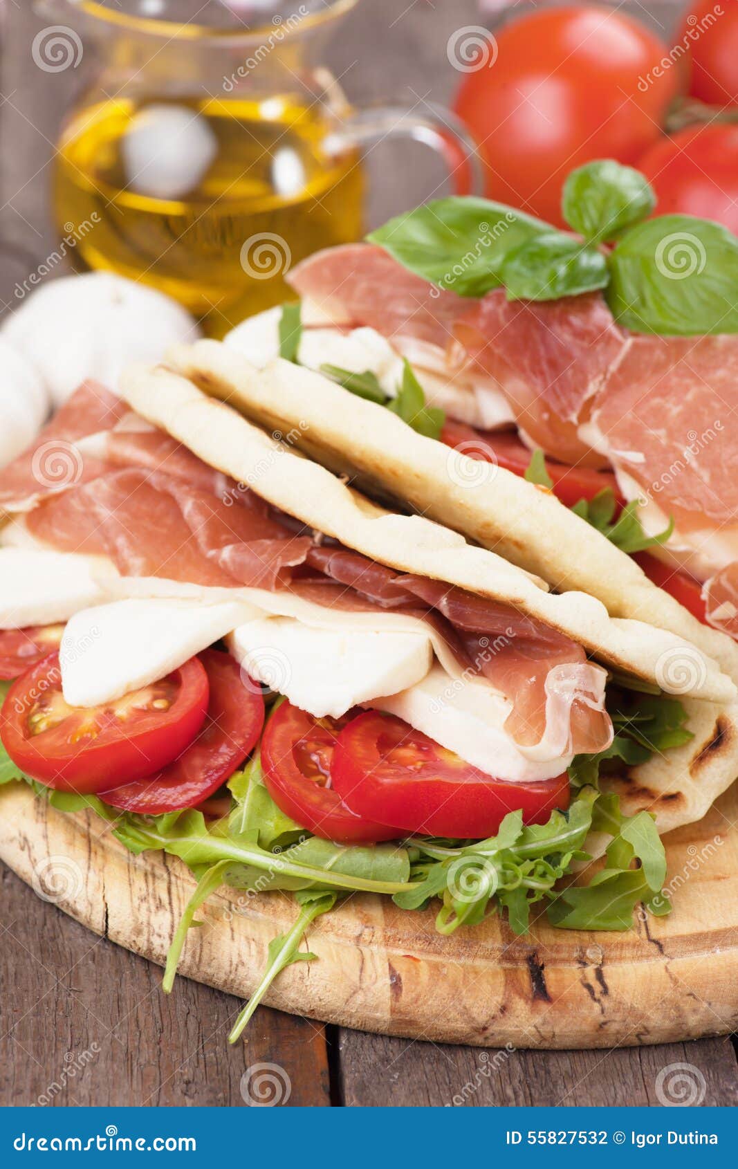 Piadina Romagnola, Italian Flatbread Sandwich Stock Photo - Image of ...