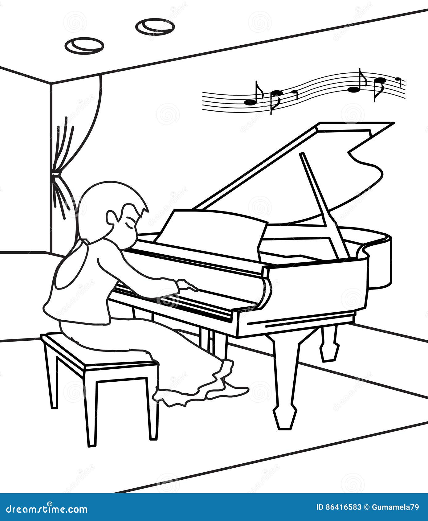 Download Retro Cartoon Pianist | CartoonDealer.com #37598187
