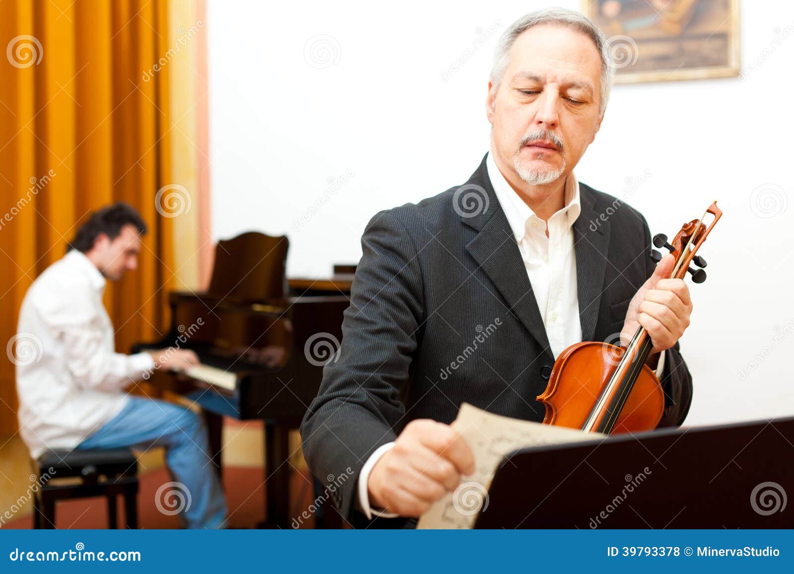 Pianist and violinst stock photo. Image of performer 39793378