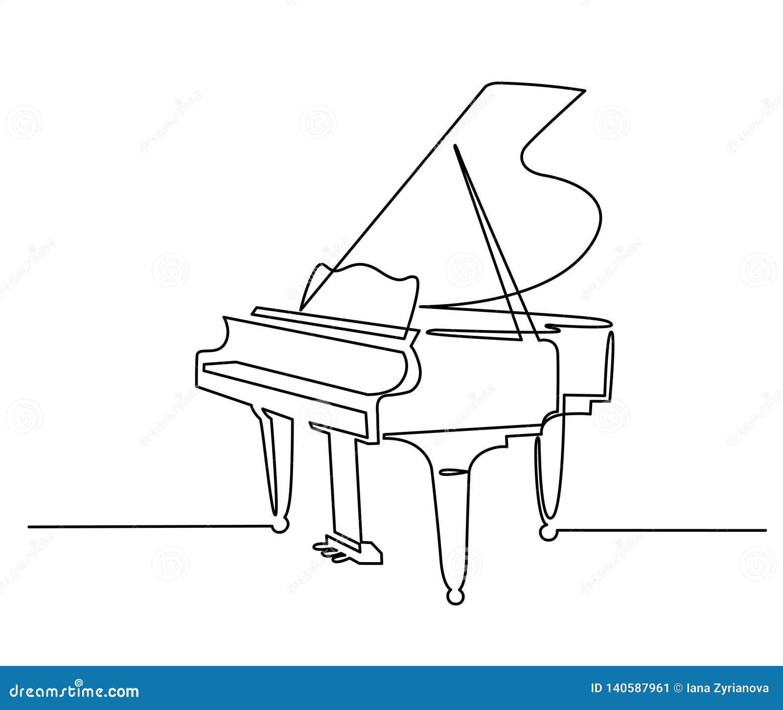 piano continuous one line  drawing