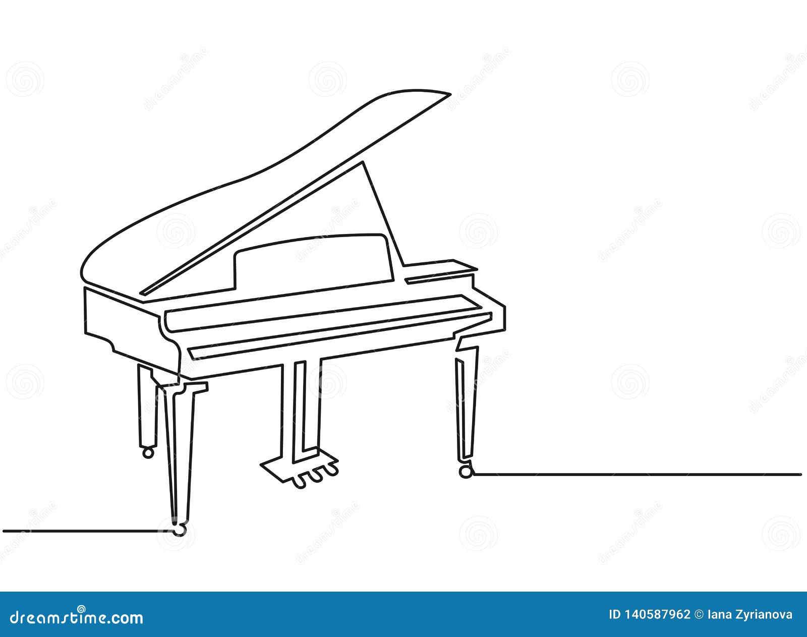 grand piano cartoon black and white