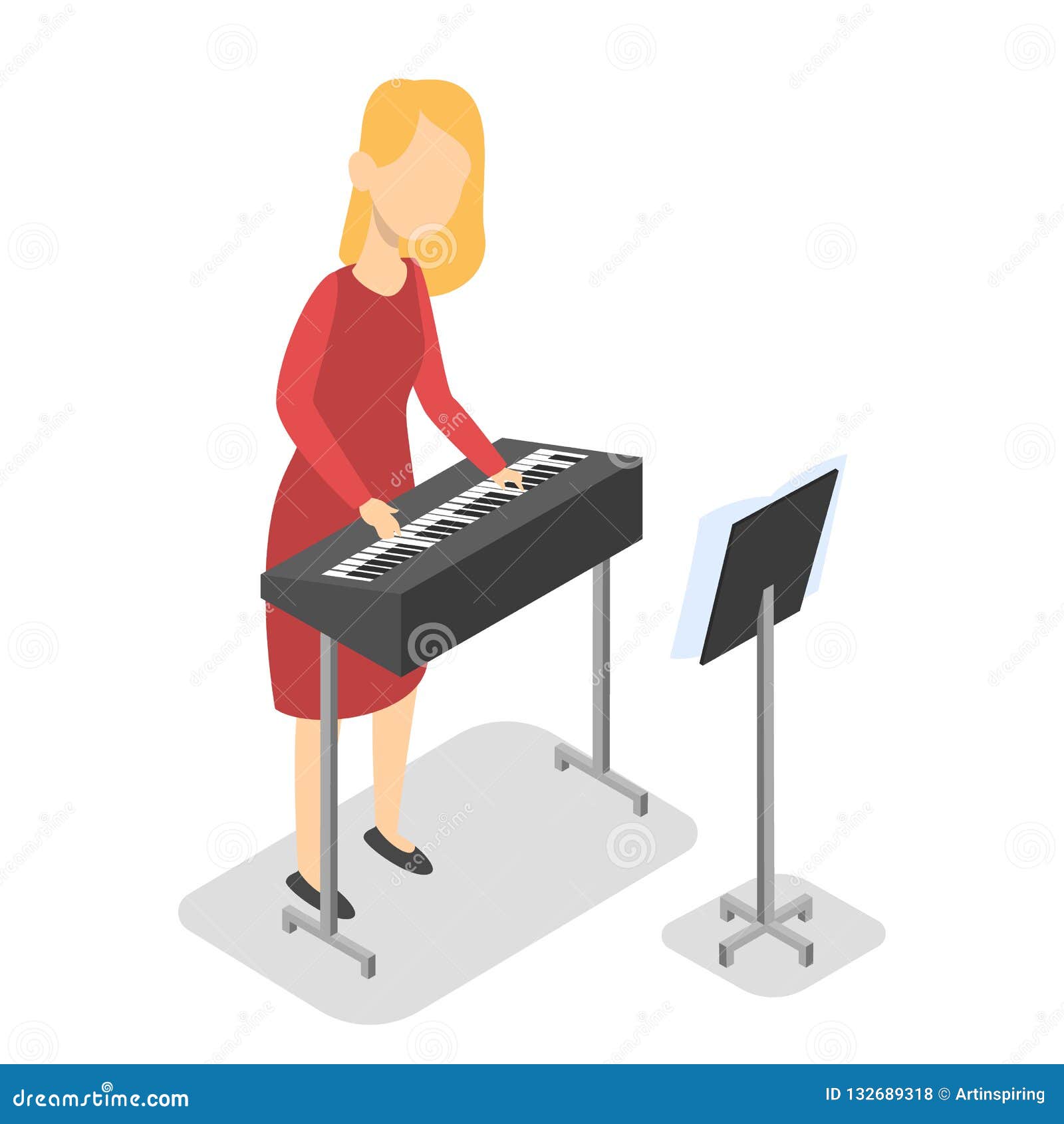 Piano De Jeu De Fille Sur Une Leçon De Musique Illustration de Vecteur -  Illustration du clavier, caractère: 132689318