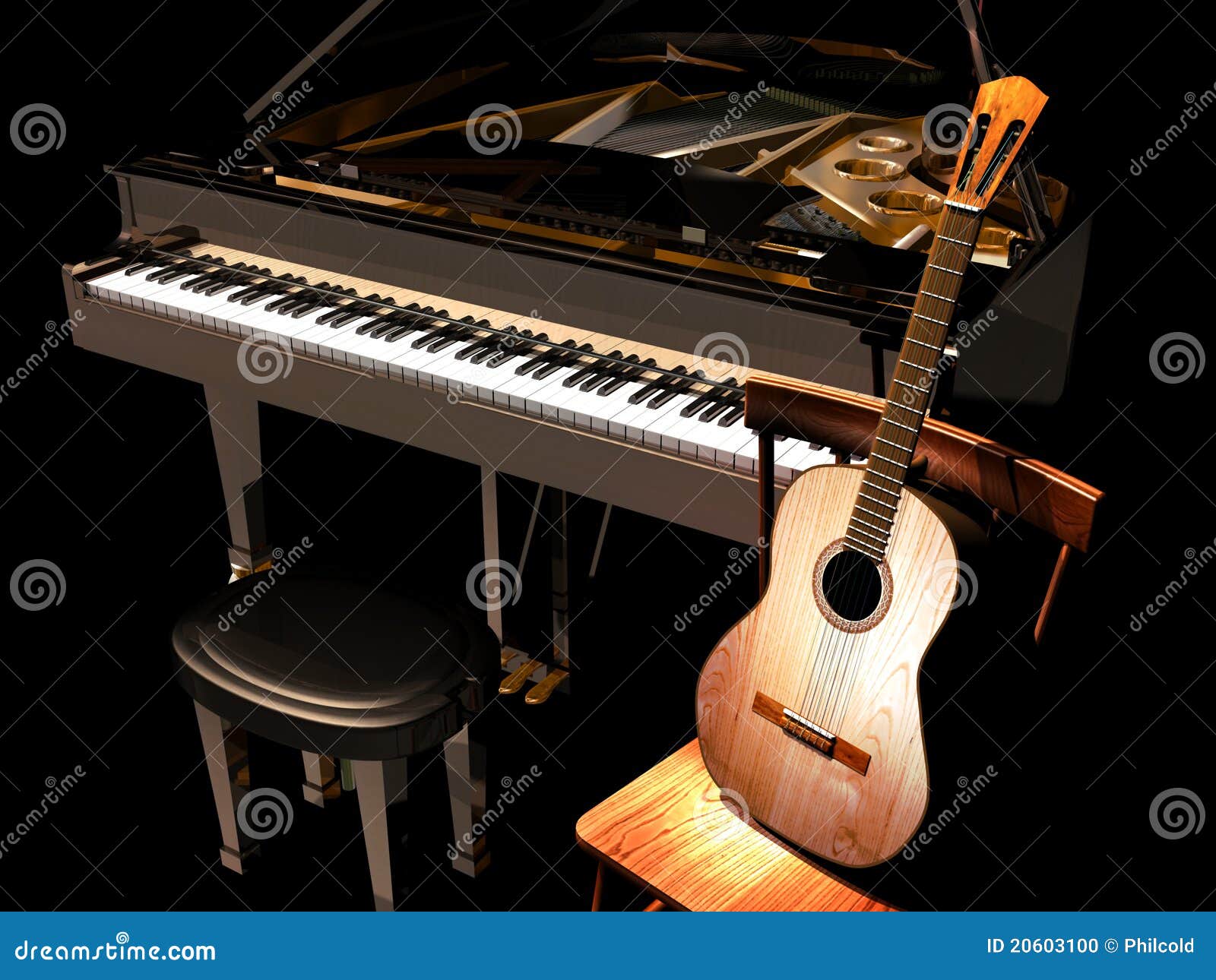 Piano et guitare illustration stock. Illustration du musique - 20603100