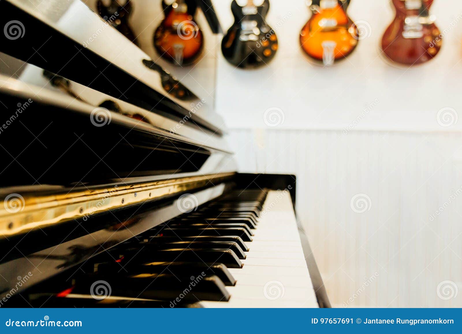 Piano Keyboard with Guitar Back Ground Stock Image Image of classic