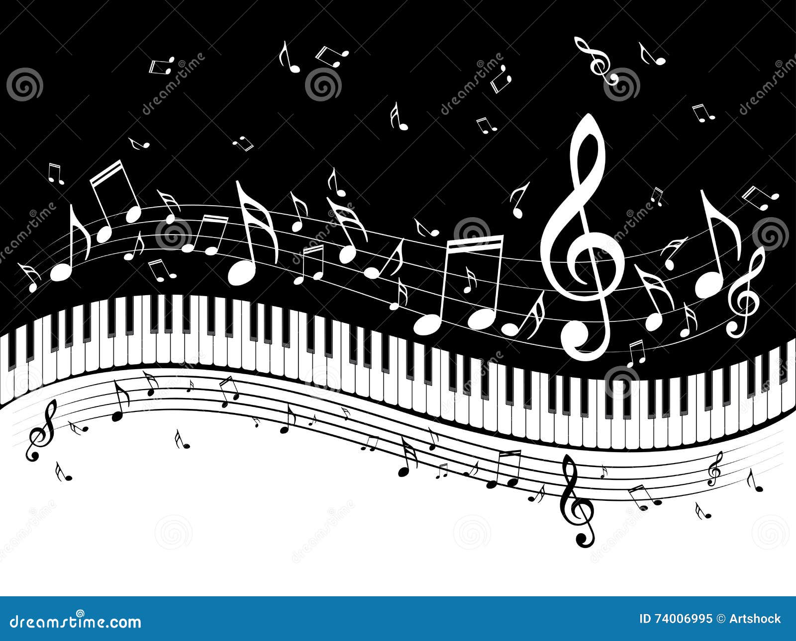 Piano Keyboard With Music Notes Stock Vector Illustration Of Synth