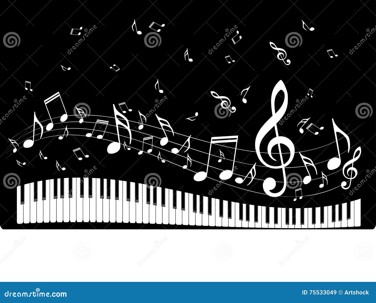 arco Jarra menú Piano Keyboard with Music Notes Stock Illustration - Illustration of  classical, synthesizer: 75533049