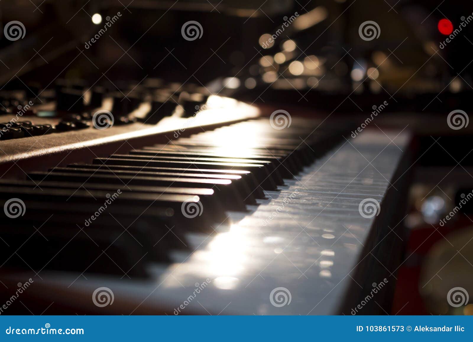 Piano Keyboards in Music Studio. Musical Instruments Stock Image
