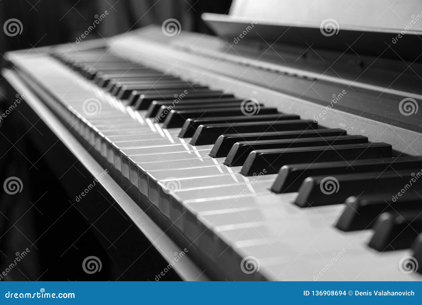 Piano keys black and white stock photo. Image of close - 136908694