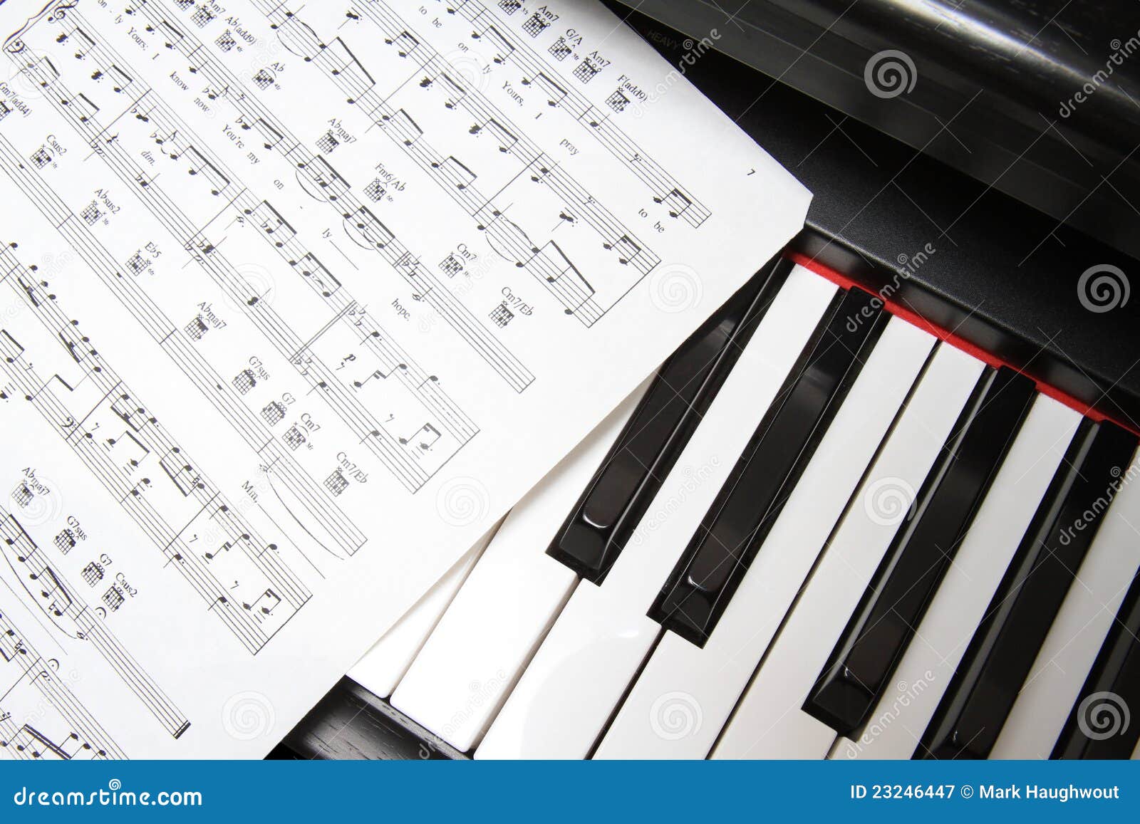 Piano keys and music stock image. Image of tune, chords 23246447