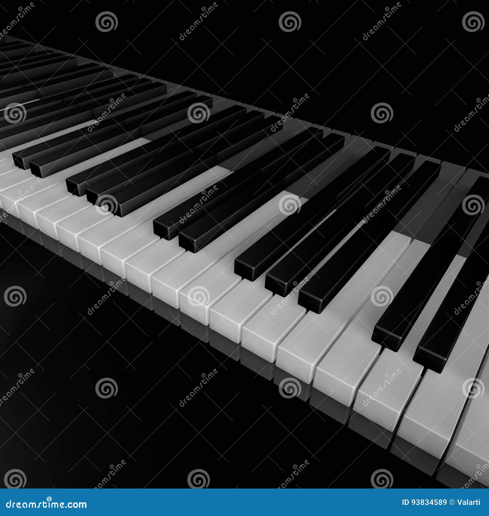 Piano Keys Of Music Device Close Frontal View 3d Rendrer Illustration