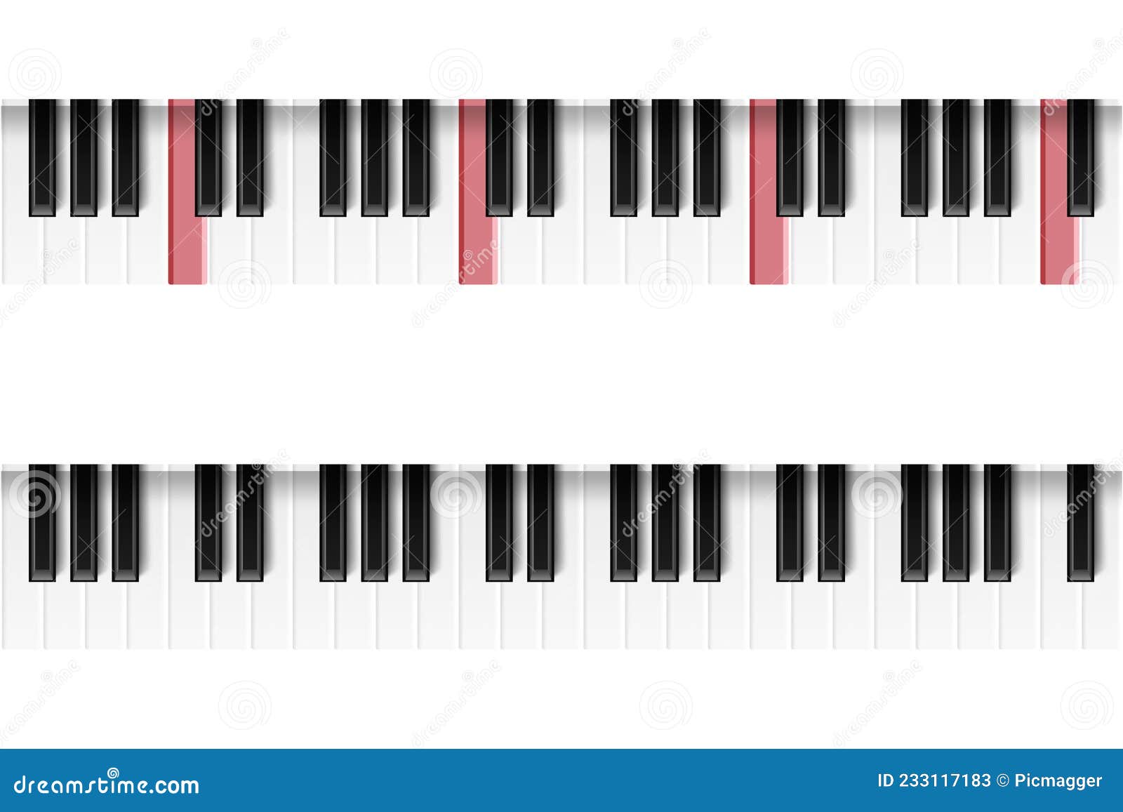 Piano Keys Vector Isolated on White Background. Octave Designation