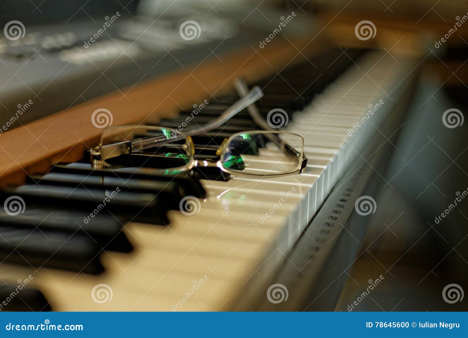 Piano with Notes and Glasses Stock Photo Image of spectacles