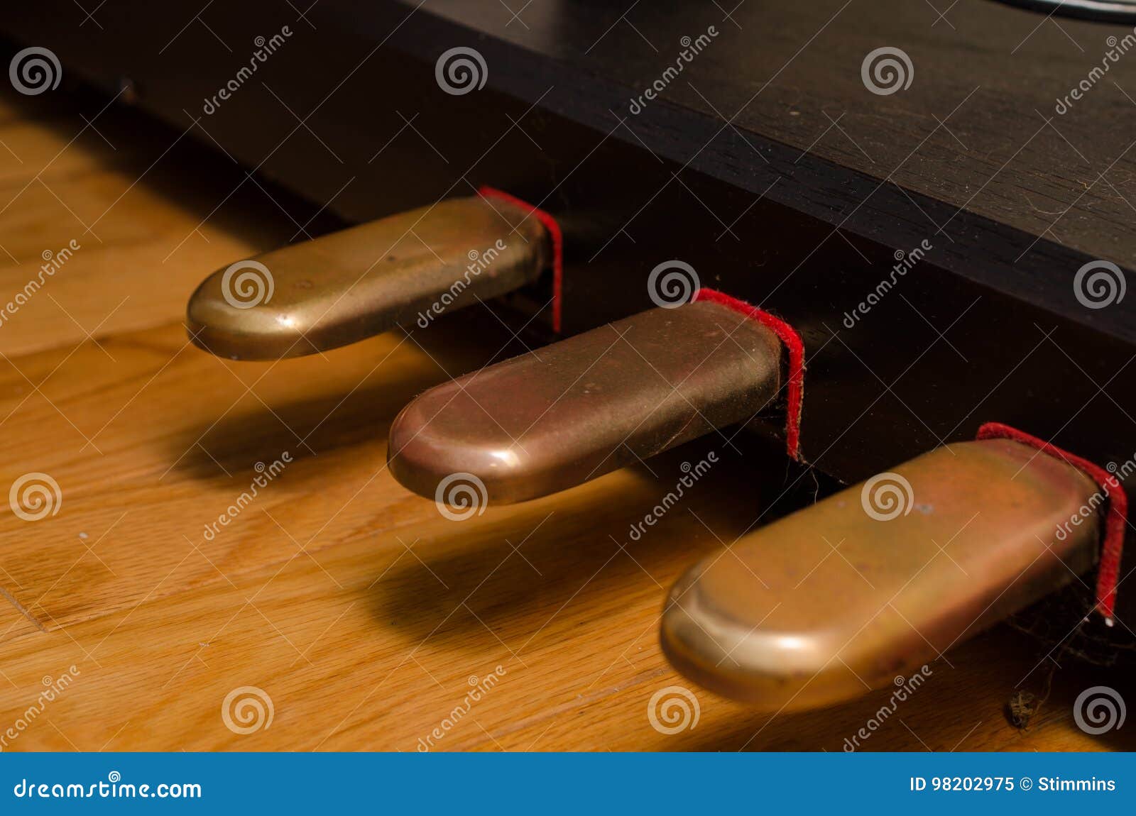 Piano pedals stock image. Image of wellused, music, practice 98202975