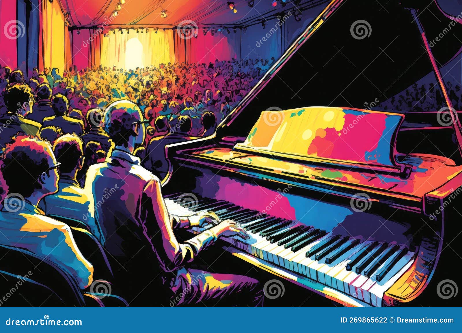 Piano Pianiste Concert Peinture Art. Couleur Vive Fond Abstrait. Fond  D'écran De Musique Ai Génératif Illustration Stock - Illustration du  amusement, lumière: 269865622