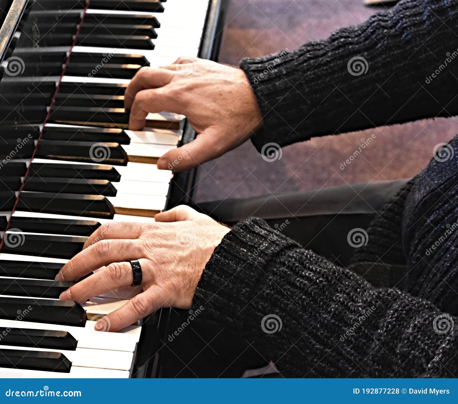 Piano Player Hands on the Keyboard, Piano Man Stock Photo Image of